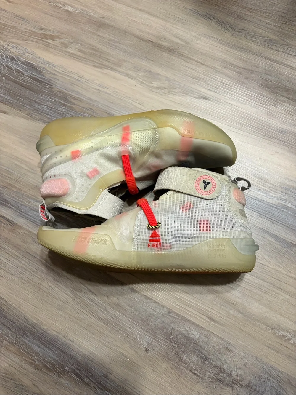 Nike High-Top Sneakers in Cream with Neon Coral Accents